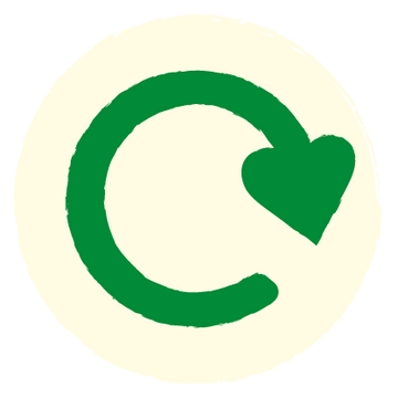 Green recycling symbol on a beige background