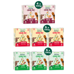 Assorted Naturediet grain-free pet food boxes for different flavors on a white background