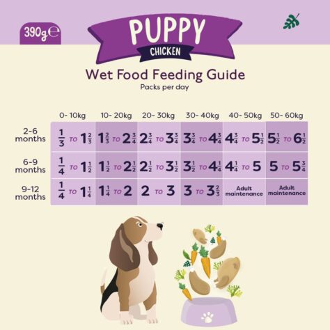 feeding guide for Feel Good Puppy chicken, 390g