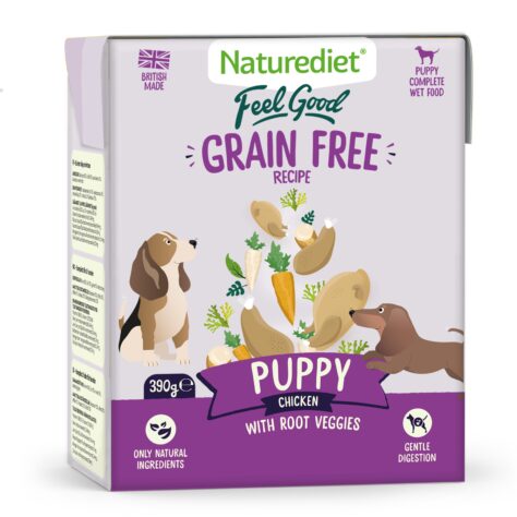 Feel Good grain free puppy chicken, 390g recyclable cartons