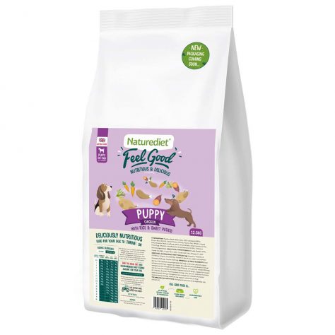 large bags of healthy natural puppy food made with chicken 12.5kg
