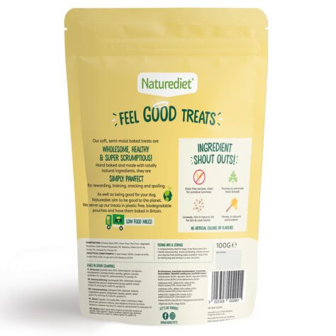 Feel Good Chicken with Parsley Soft Baked Training Treats for Dogs back of pack