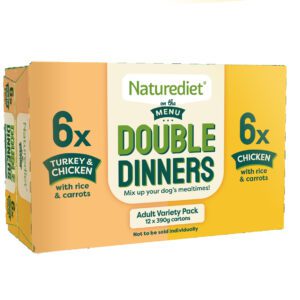 Naturediet Double Dinners Turkey & Chicken and Chicken, 12 x 390g variety pack to mix up your dog's mealtimes!