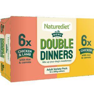 Naturediet Double Dinners Chicken & Lamb and Chicken, 12 x 390g variety pack to mix up your dog's mealtimes!