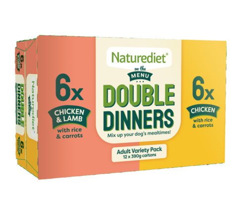Naturediet Double Dinners Chicken & Lamb and Chicken, 12 x 390g variety pack to mix up your dog's mealtimes!